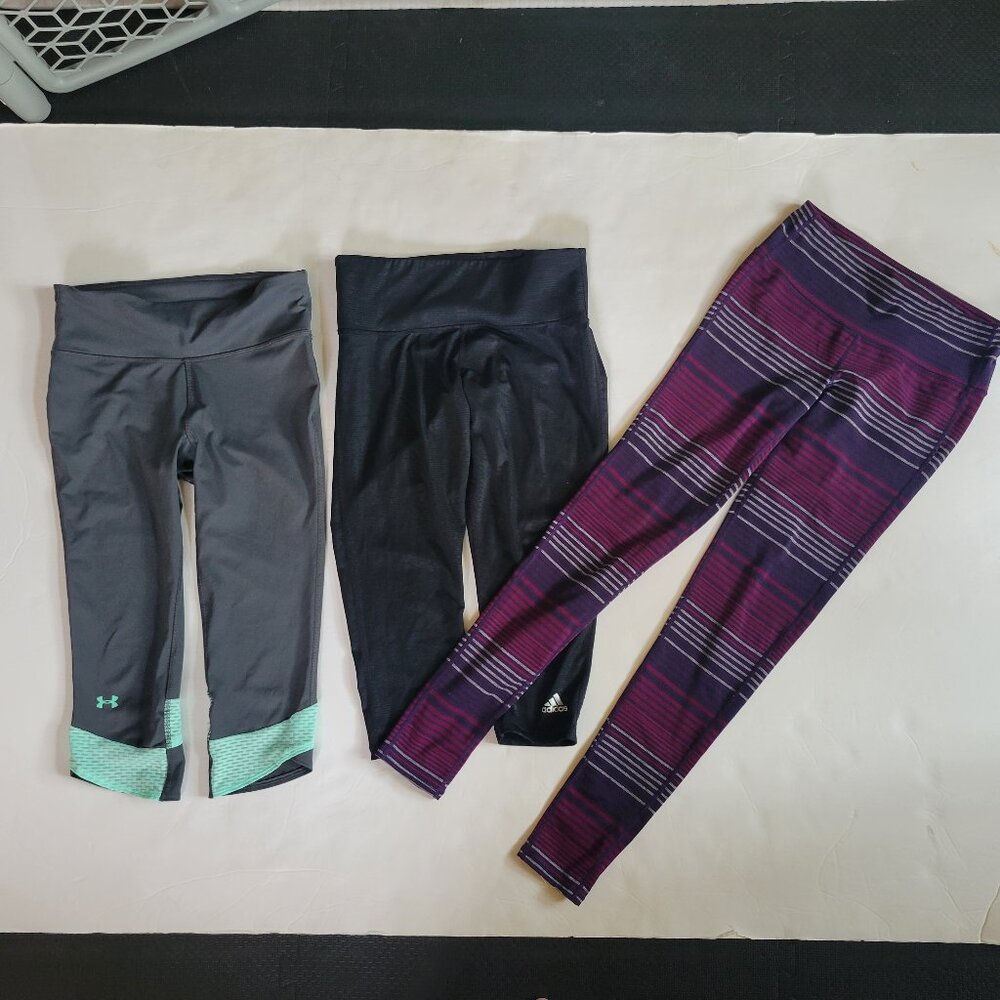 Lot Bundle of 3 Athletic Leggings Various Brands - Size Small